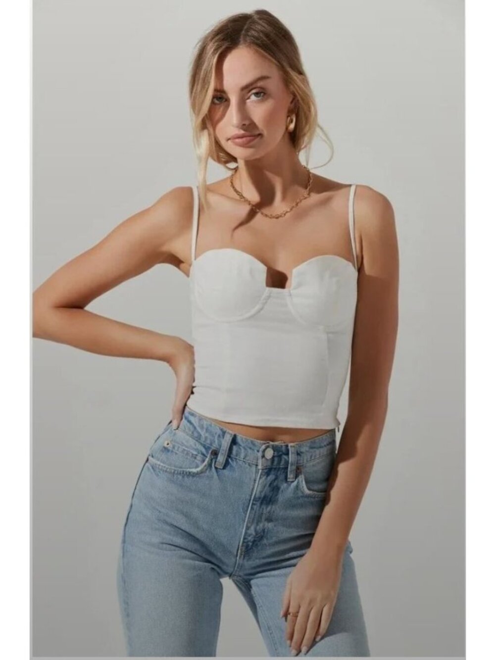ASTR Brixley Underwire Bustier Tank Top Small 4-6 White Festival Summer Coastal